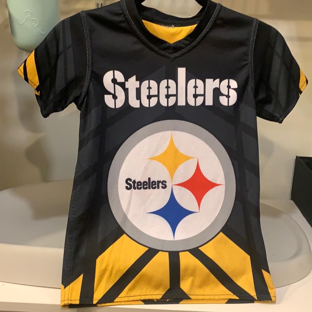 Kids Steelers NFL flag football reversible jersey